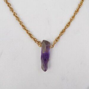 new in box! amethyst pointer bullet necklace rope chain boho hippie indie cute